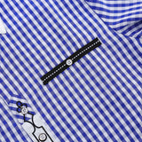 Camicia tradizionale da uomo Garvee, manica lunga, a quadri, colletto Kent, Oktoberfest, blu, L