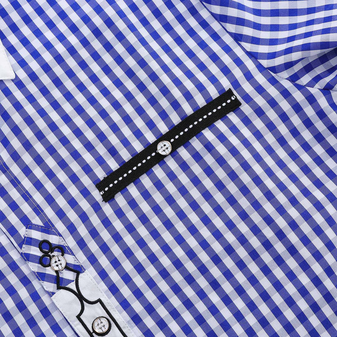 Camicia tradizionale da uomo Garvee, manica lunga, camicia a quadri, Oktoberfest, blu, XXL, design tradizionale