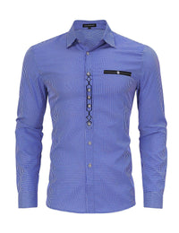 Camicia tradizionale da uomo Garvee Oktoberfest a quadri a maniche lunghe, casual, blu M, traspirante, facile da pulire, design retrò