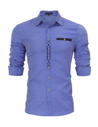 Camicia tradizionale da uomo Garvee Oktoberfest a quadri a maniche lunghe, casual, blu M, traspirante, facile da pulire, design retrò