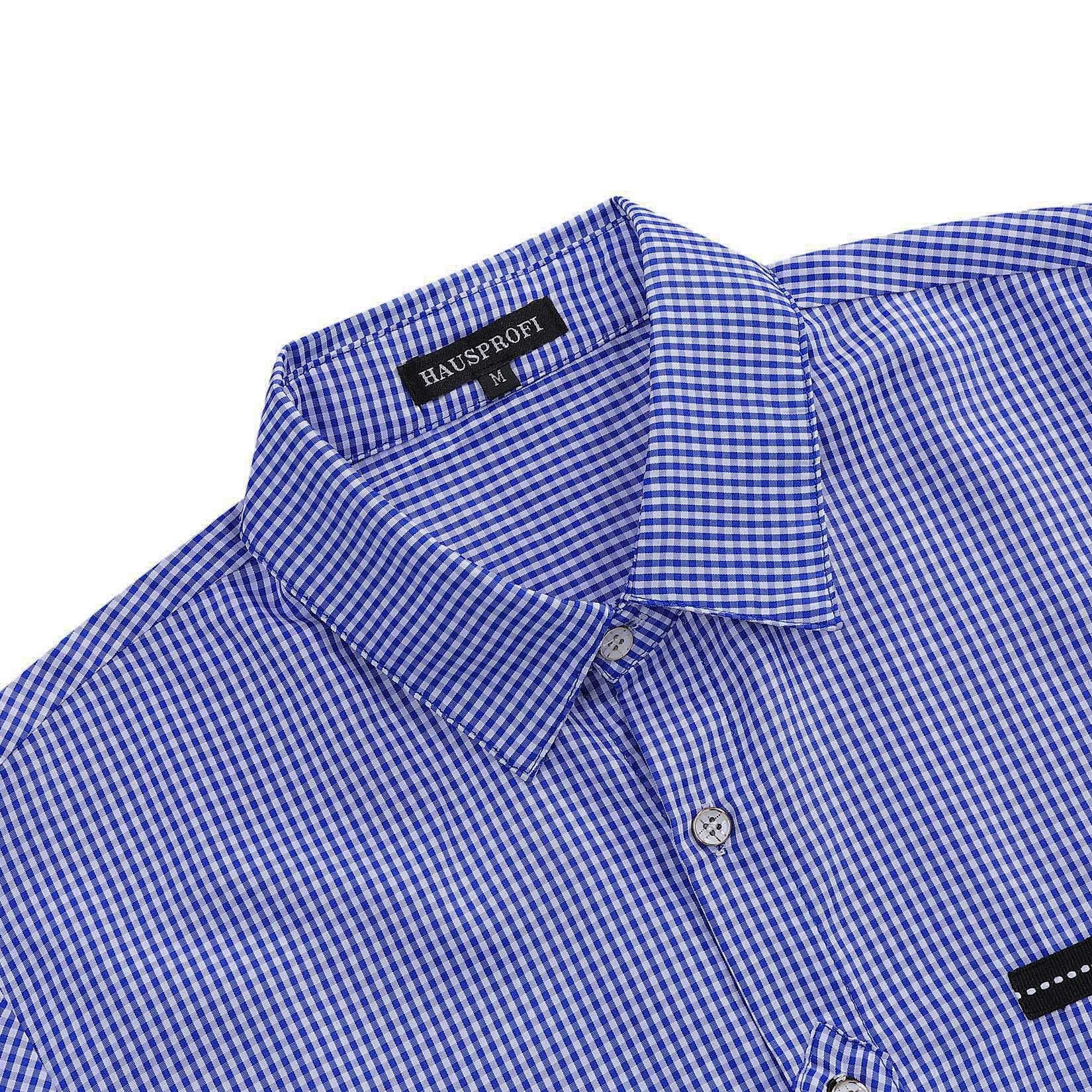 Camicia tradizionale da uomo Garvee Oktoberfest a maniche lunghe, a quadri, casual, blu, taglia S, design retrò, facile da pulire, versatile
