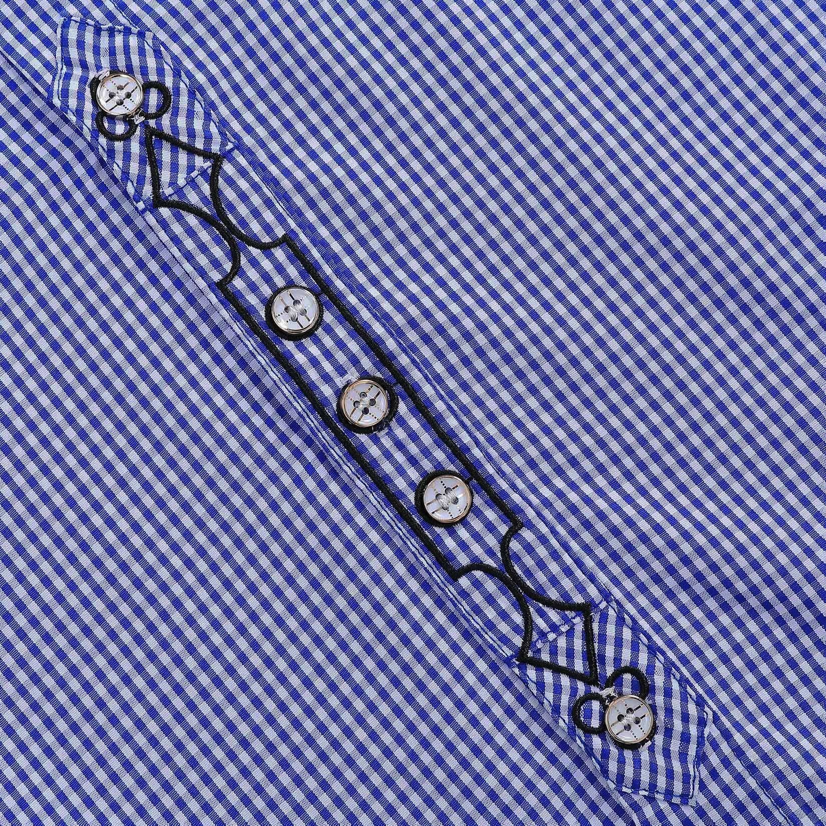 Camicia tradizionale da uomo Garvee Oktoberfest a maniche lunghe, a quadri, casual, blu, taglia 2XL