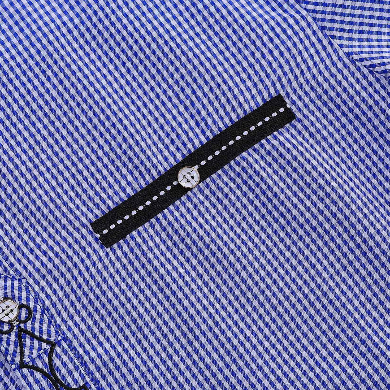 Camicia tradizionale da uomo Garvee Oktoberfest a maniche lunghe, a quadri, casual, blu, taglia S, design retrò, facile da pulire, versatile