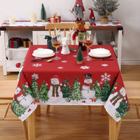 Tovaglia natalizia Garvee in poliestere impermeabile rosso effetto bambù, 54x54 pollici, motivo pupazzo di neve per decorazioni festive