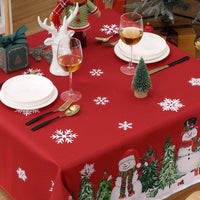 Tovaglia natalizia Garvee in poliestere impermeabile rosso effetto bambù, 54x54 pollici, motivo pupazzo di neve per decorazioni festive