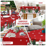 Tovaglia natalizia Garvee in poliestere impermeabile rosso effetto bambù, 54x54 pollici, motivo pupazzo di neve per decorazioni festive - Rosso