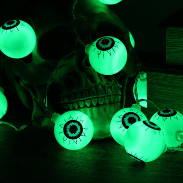 Garvee Luci di Halloween a forma di bulbo oculare verde 5 m 30 LED a batteria impermeabili con telecomando per feste al chiuso e all'aperto