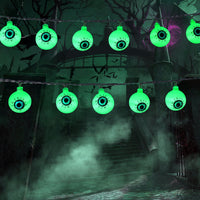 Garvee Luci di Halloween a forma di bulbo oculare verde 5 m 30 LED a batteria impermeabili con telecomando per feste al chiuso e all'aperto