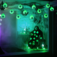 Garvee Luci di Halloween a forma di bulbo oculare verde 5 m 30 LED a batteria impermeabili con telecomando per feste al chiuso e all'aperto