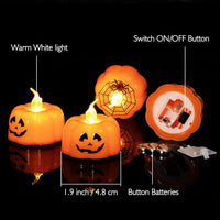 Garvee Halloween Pumpkin Lights LED confezione da 12, luci da tè tremolanti a forma di zucca di Halloween, a batteria, sicure, fai da te creative, per decorazioni per feste di Halloween, 1,8x1,6 pollici, arancione