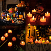 Garvee Halloween Pumpkin Lights LED confezione da 12, luci da tè tremolanti a forma di zucca di Halloween, a batteria, sicure, fai da te creative, per decorazioni per feste di Halloween, 1,8x1,6 pollici, arancione
