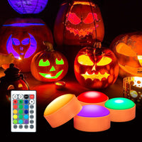 Luci a LED per zucca di Halloween Garvee con telecomando, timer e cambio colore RGB, plastica, confezione da 4, multicolore