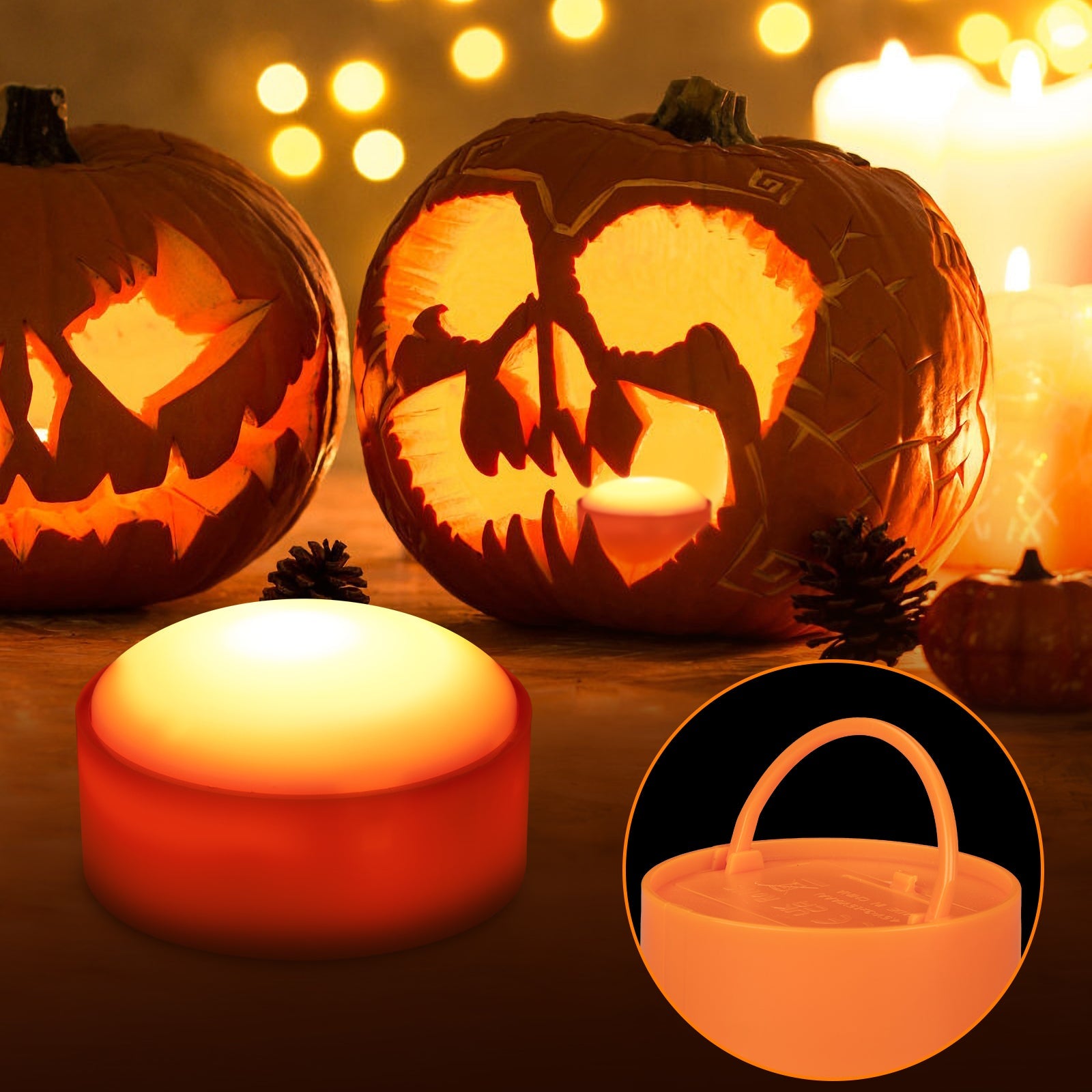 Luci a LED per zucca di Halloween Garvee con telecomando, timer e cambio colore RGB, plastica, confezione da 4, multicolore
