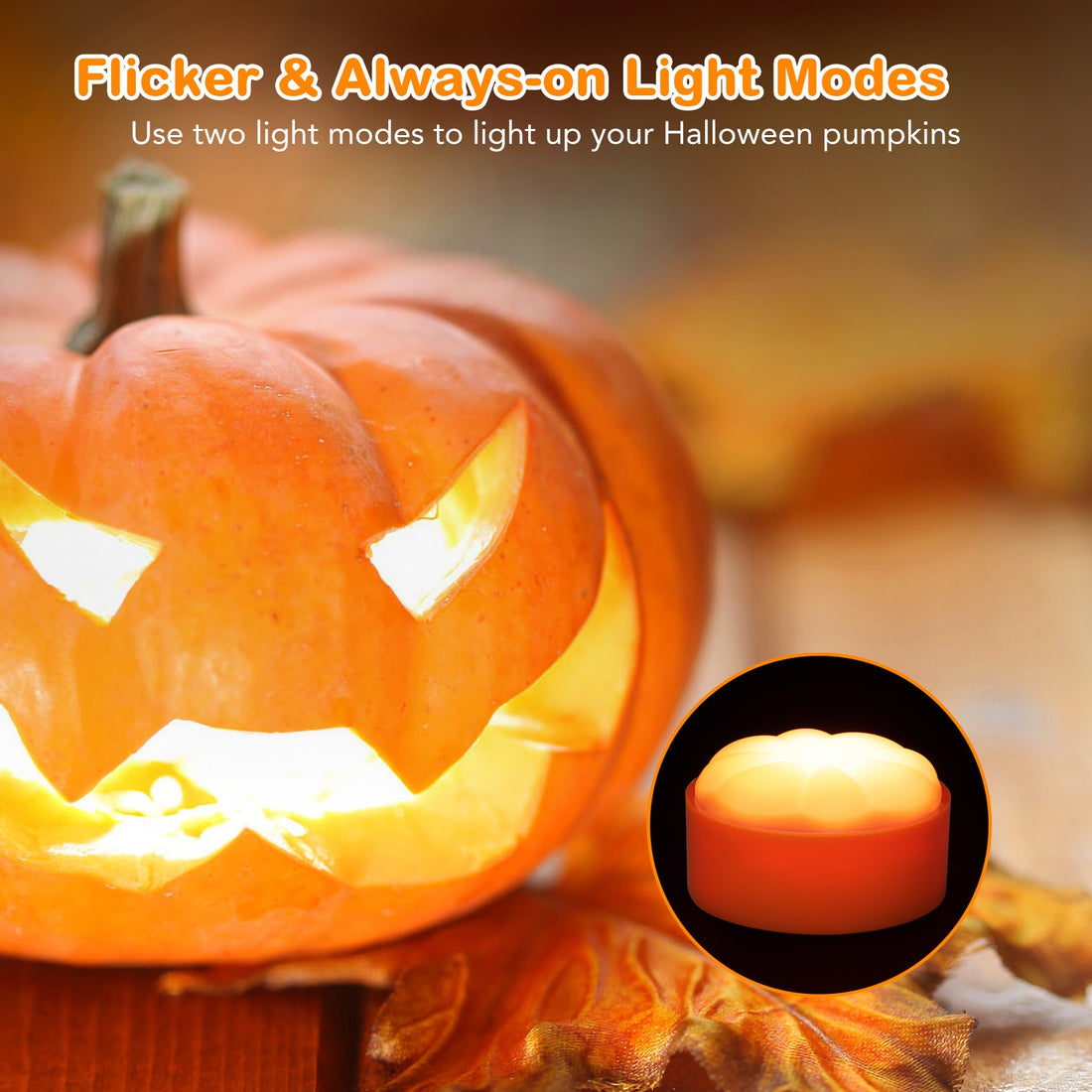 Garvee Halloween Pumpkin Lights LED Jack-O-Lantern Candele senza fiamma a batteria per esterni Bianco caldo Confezione da 4