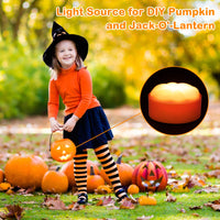 Garvee Halloween Pumpkin Lights LED Jack-O-Lantern Candele senza fiamma a batteria per esterni Bianco caldo Confezione da 4