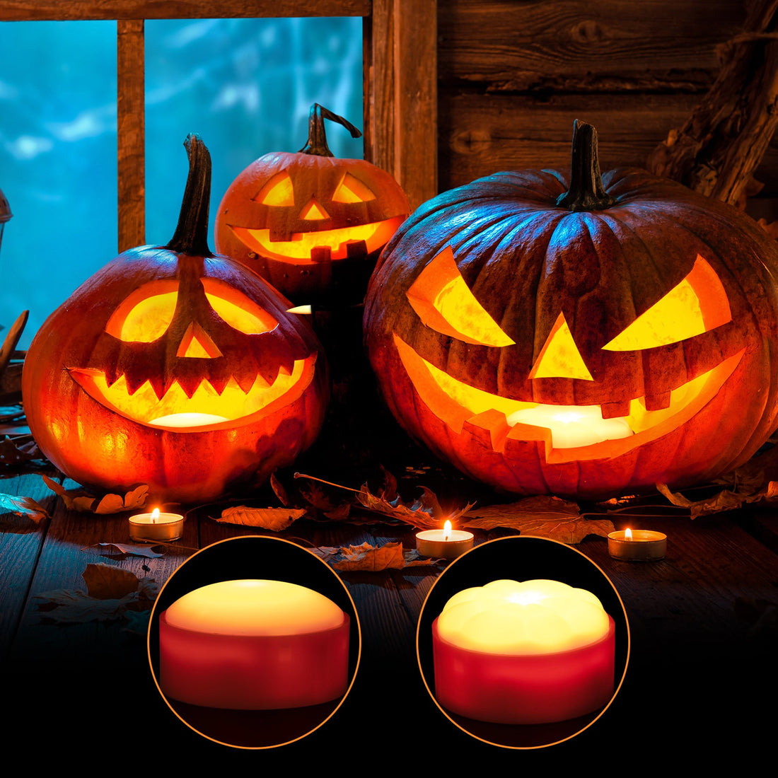 Garvee LED Lanterne di Halloween senza fiamma - Confezione da 6 - Luci decorative a forma di zucca - Dimmerabili con telecomando e timer - A batteria