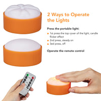 Garvee LED Lanterne di Halloween senza fiamma - Confezione da 6 - Luci decorative a forma di zucca - Dimmerabili con telecomando e timer - A batteria