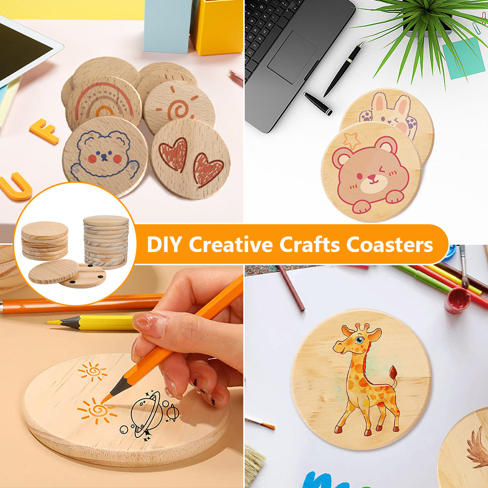 Sottobicchieri in legno Garvee, set da 20, rotondi, fai da te, legno grezzo, diametro 7 cm, spessore 6 mm, non trattato, artigianato, regalo, protezione per tavolo