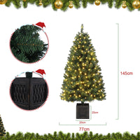 Garvee 145 cm Albero di Natale vintage in bambù con 300 LED bianchi caldi, spina UE 220-240 V per decorazioni natalizie tradizionali