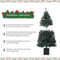 Garvee 145 cm Albero di Natale vintage in bambù con 300 LED bianchi caldi, spina UE 220-240 V per decorazioni natalizie tradizionali
