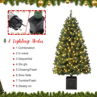 Garvee 145 cm Albero di Natale vintage in bambù con 300 LED bianchi caldi, spina UE 220-240 V per decorazioni natalizie tradizionali