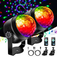 Garvee 2 pezzi Disco Ball LED rotante a 360° con attivazione musicale e telecomando, luce per feste RGB da 3 W con cavo USB da 4 m
