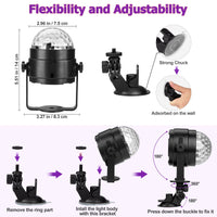 Garvee 2 pezzi Disco Ball LED rotante a 360° con attivazione musicale e telecomando, luce per feste RGB da 3 W con cavo USB da 4 m