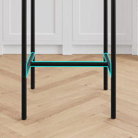 Set di 2 sgabelli da bar Garvee, imbottiti con schienale, poggiapiedi, struttura in metallo, seduta in MDF per cucina e bancone bar, nero