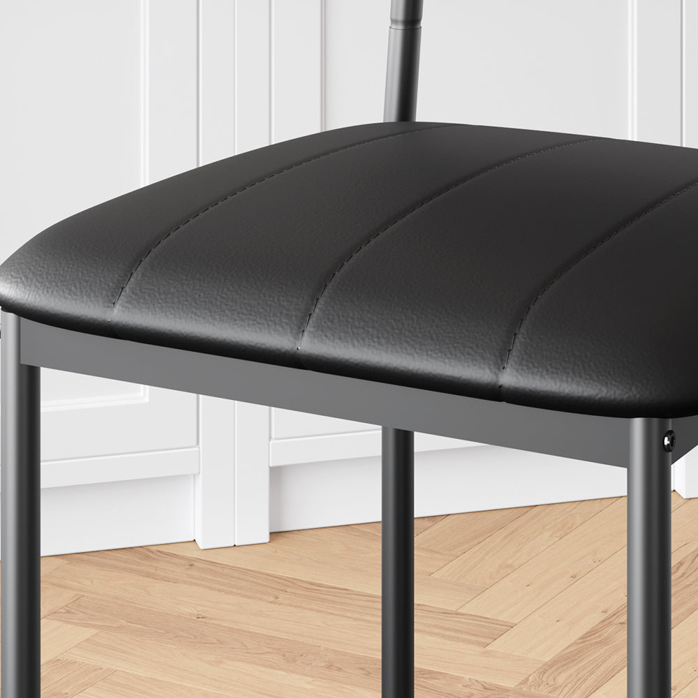 Set di 2 sgabelli da bar Garvee, imbottiti con schienale, poggiapiedi, struttura in metallo, seduta in MDF per cucina e bancone bar, nero