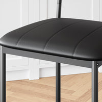 Set di 2 sgabelli da bar Garvee, imbottiti con schienale, poggiapiedi, struttura in metallo, seduta in MDF per cucina e bancone bar, nero
