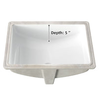 Lavabo da appoggio in ceramica Garvee, rettangolare, troppo pieno, bianco lucido, 21,65x15,75x7,87 pollici, bagno moderno