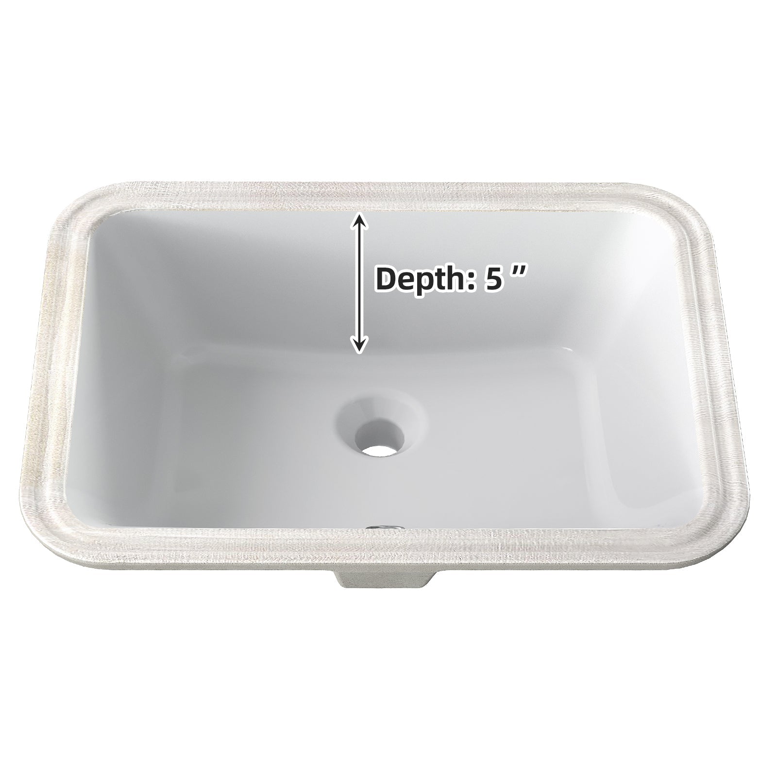 Lavabo da appoggio in ceramica Garvee, rettangolare, bianco lucido, 20,28x15,16x7,87 pollici, bagno moderno