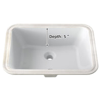 Lavabo da appoggio in ceramica Garvee, rettangolare, bianco lucido, 20,28x15,16x7,87 pollici, bagno moderno