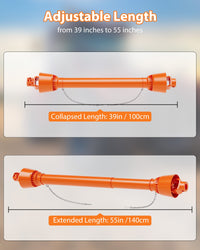 Albero di trasmissione PTO Garvee da 1 3/8 pollici, estremità a 6 scanalature, estremità arrotondata, trattore serie 4, 39-55 pollici, finitura in acciaio