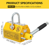 Sollevatore magnetico Garvee, capacità di sollevamento 880 libbre, con impugnatura in gomma, per piastre in acciaio e acciaio tondo, uso industriale, nero