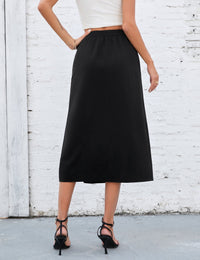 Gonna da donna Garvee con spacco, gonna avvolgente, gonna midi a vita alta, gonna floreale boho, gonna estiva a trapezio, nera XXL