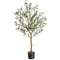 Albero di ulivo artificiale Garvee da 4 piedi con frutta realistica, design stabile, poliestere, vaso nero per ufficio e casa, facile da pulire