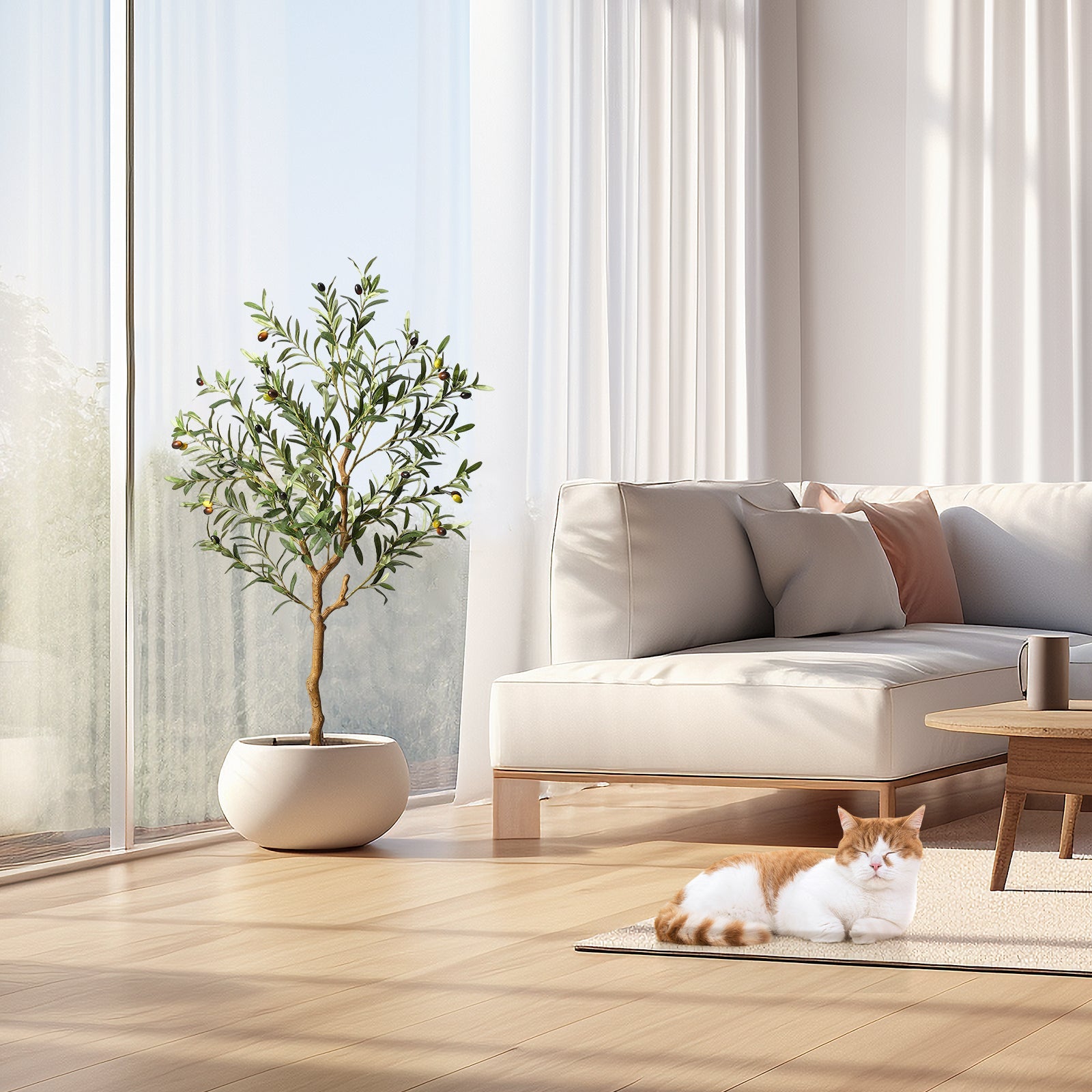 Albero di ulivo artificiale Garvee da 4 piedi con frutta realistica, design stabile, poliestere, vaso nero per ufficio e casa, facile da pulire