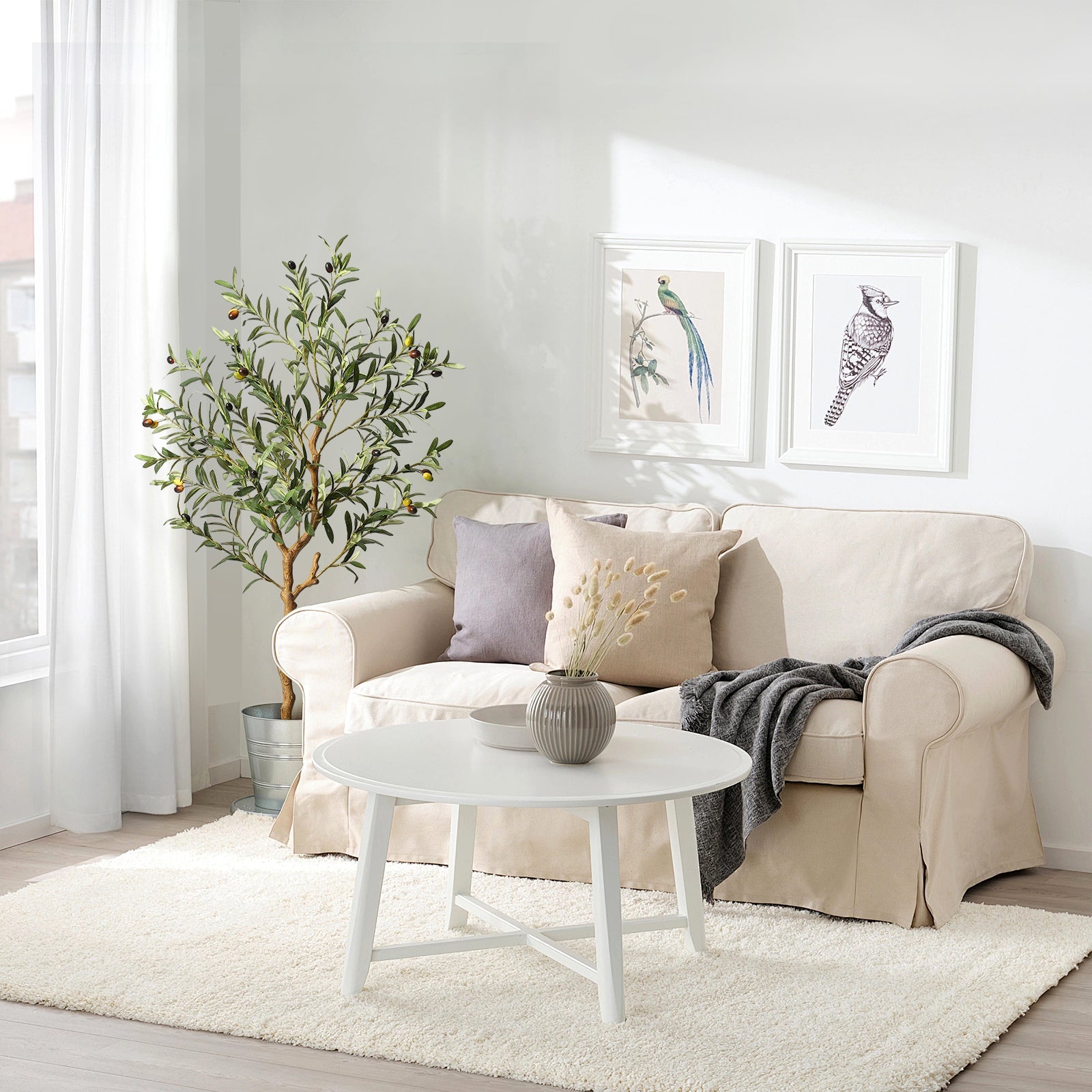 Albero di ulivo artificiale Garvee da 4 piedi con frutta realistica, design stabile, poliestere, vaso nero per ufficio e casa, facile da pulire