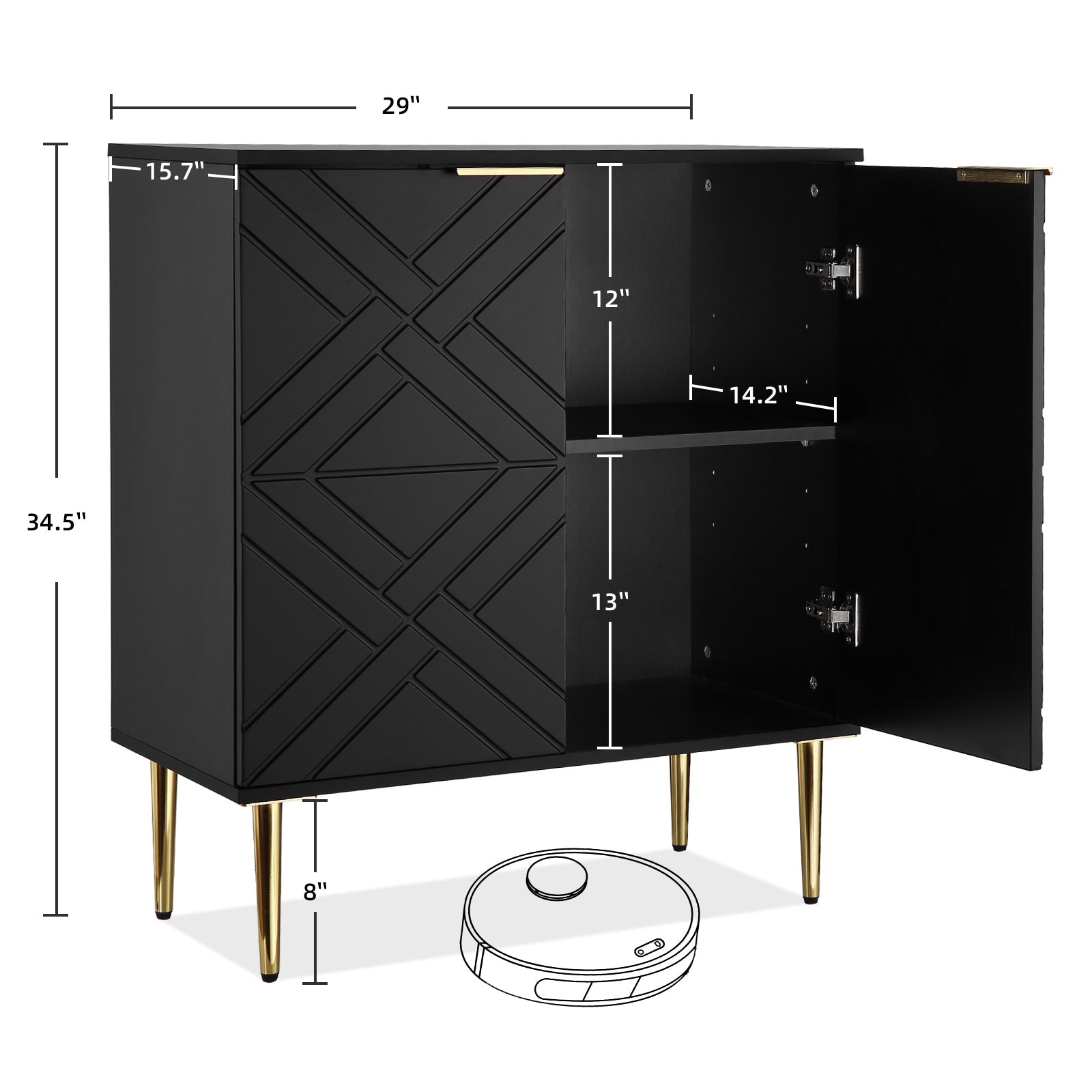 Credenza da cucina Garvee Buffet con 2 ante, bancone da caffè da 29", design moderno, legno MDF, piedini regolabili in metallo, spazio di archiviazione versatile, sala da pranzo e corridoio