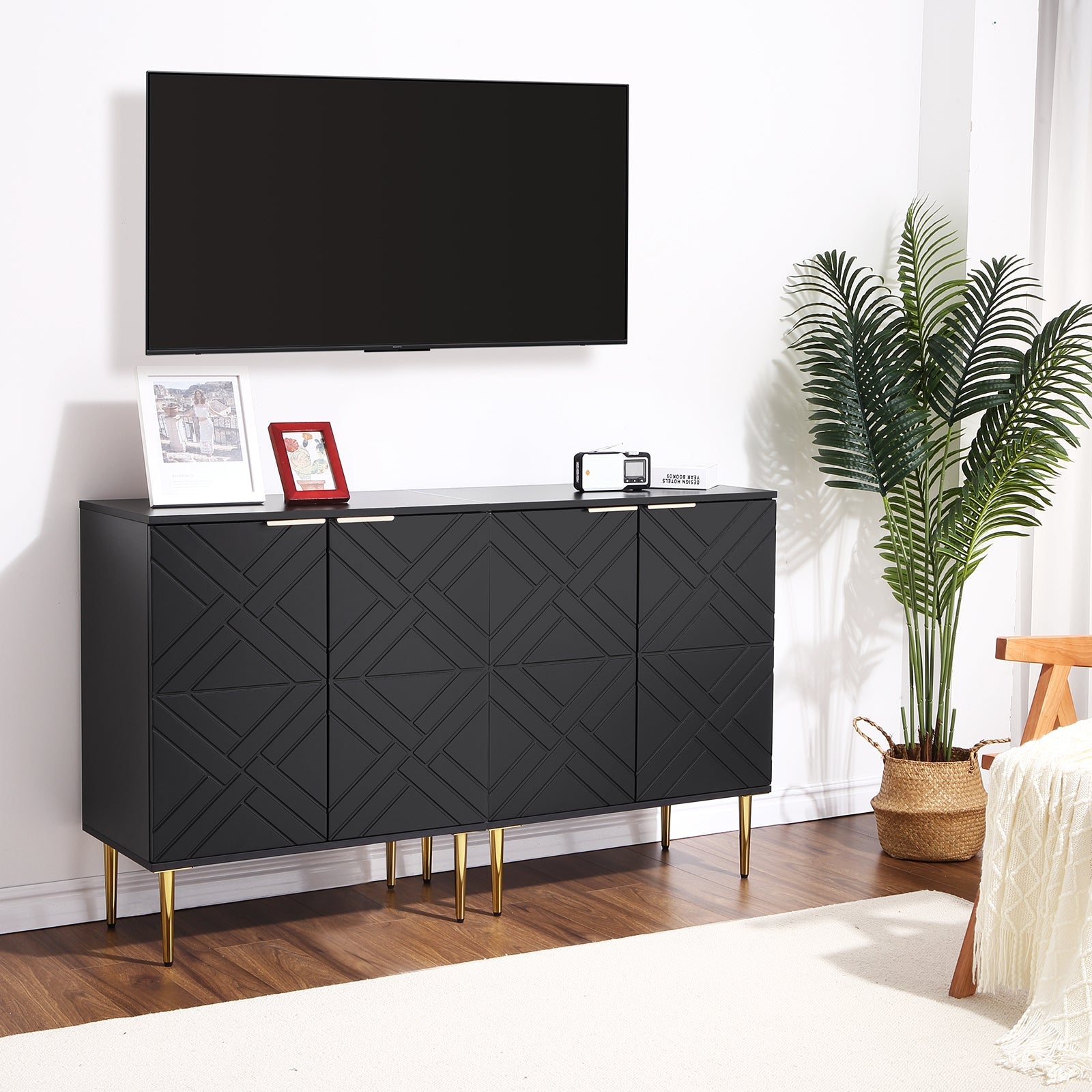 Credenza da cucina Garvee Buffet con 2 ante, bancone da caffè da 29", design moderno, legno MDF, piedini regolabili in metallo, spazio di archiviazione versatile, sala da pranzo e corridoio