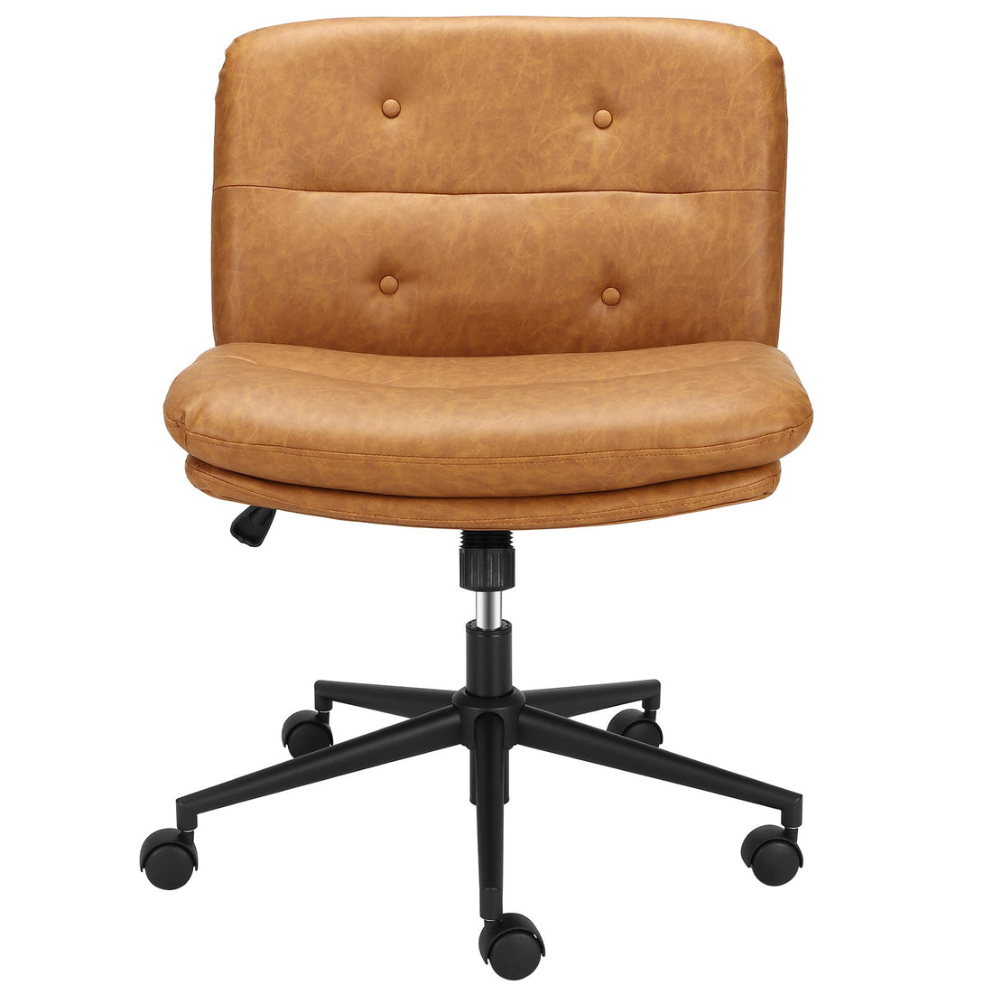 Sedia da ufficio Garvee con gambe incrociate e ruote, altezza regolabile, seduta ampia, pelle PU per ufficio domestico e gaming, nera, robusta