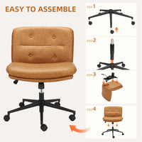 Sedia da ufficio Garvee con gambe incrociate e ruote, altezza regolabile, seduta ampia, pelle PU per ufficio domestico e gaming, nera, robusta