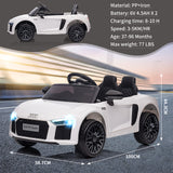 Garvee Veicolo Elettrico per Bambini Audi 12V con Telecomando 2.4G, Luci LED, Sedile Sicuro, MP3, 2 Porte, per Bambini 3+ Anni - Bianco