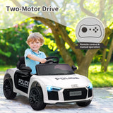 Auto Elettrico per Bambini Garvee Polizia 12V con Telecomando, Sospensioni, Luci LED, Porte a Forbice, 3-8 Anni, Blu