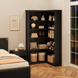 Garvee Libreria ad Angolo 185 cm 5 Ripiani in MDF Resistente, Design a L, Anti-Ribaltamento, Per Soggiorno e Camera, Grande Capacità, Colore Neutro - Nero