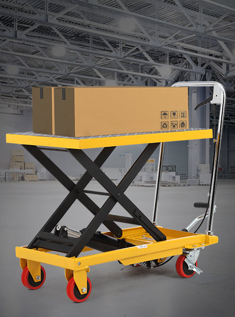 Carrello elevatore idraulico Garvee, capacità 330 libbre, con pompa idraulica di alta qualità, per ufficio e magazzino, vecchia dimensione di 28,4 pollici, giallo