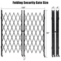 Cancello in metallo estensibile Garvee, 2,2 m di larghezza, cancello di sicurezza pieghevole con ruote per cantieri edili, stazioni ferroviarie, scuole, garage, 216 x 216 cm, nero