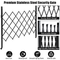 Cancello in metallo estensibile Garvee, 2,2 m di larghezza, cancello di sicurezza pieghevole con ruote per cantieri edili, stazioni ferroviarie, scuole, garage, 216 x 216 cm, nero