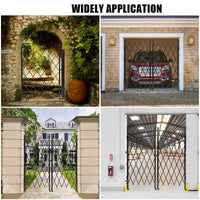 Cancello in metallo estensibile Garvee, 2,2 m di larghezza, cancello di sicurezza pieghevole con ruote per cantieri edili, stazioni ferroviarie, scuole, garage, 216 x 216 cm, nero
